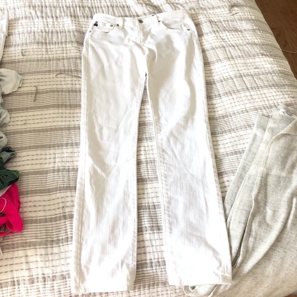 AG The Stevie Slim Straight White Jeans